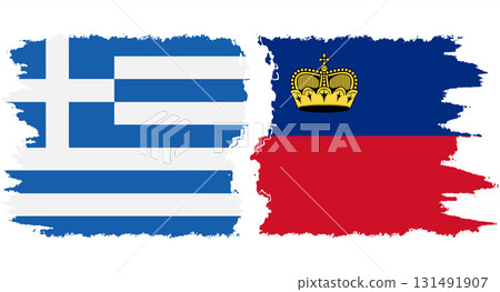 Liechtenstein and Greece grunge flags connection vector 131491907