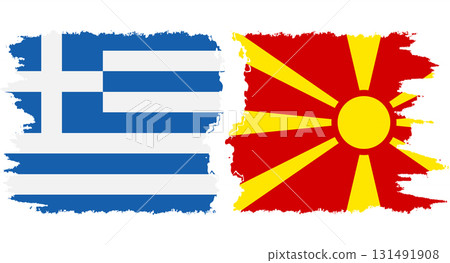 Northern Macedonia and Greece grunge flags connection vector 131491908