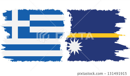 Nauru and Greece grunge flags connection vector 131491915