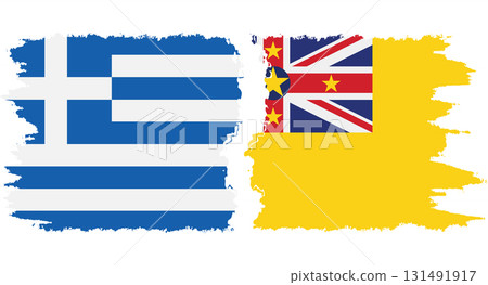 Niue and Greece grunge flags connection vector Niue and Greece grunge flags connection vector 131491917