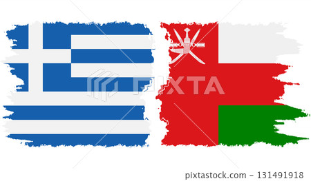 Oman and Greece grunge flags connection vector 131491918