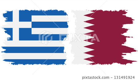 Qatar and Greece grunge flags connection vector 131491924