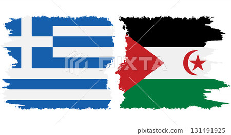 Western Sahara and Greece grunge flags connection vector 131491925
