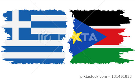 South Sudan and Greece grunge flags connection vector 131491933