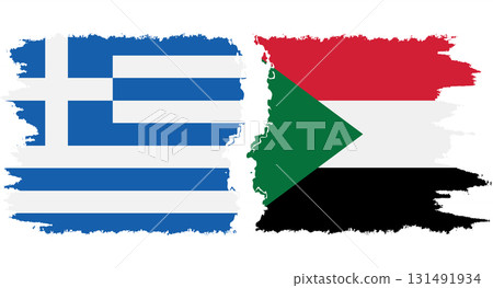 Sudan and Greece grunge flags connection vector 131491934