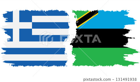 Zanzibar and Greece grunge flags connection vector 131491938