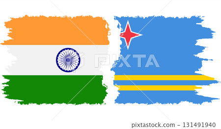 Aruba and India grunge flags connection vector Aruba and India grunge flags connection vector 131491940