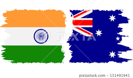 Australia and India grunge flags connection vector 131491941