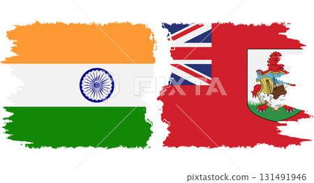 Bermuda and India grunge flags connection vector 131491946