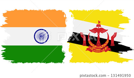 Brunei and India grunge flags connection vector Brunei and India grunge flags connection vector 131491950