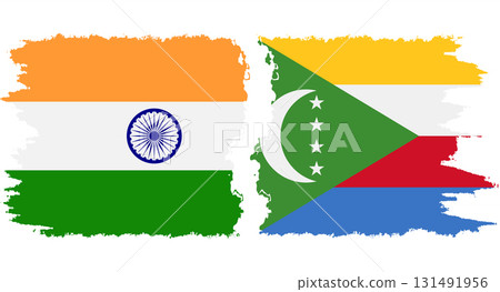 Comoros and India grunge flags connection vector 131491956