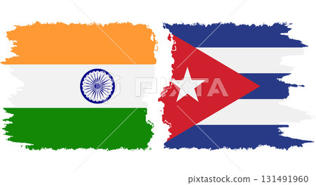 Cuba and India grunge flags connection vector Cuba and India grunge flags connection vector 131491960