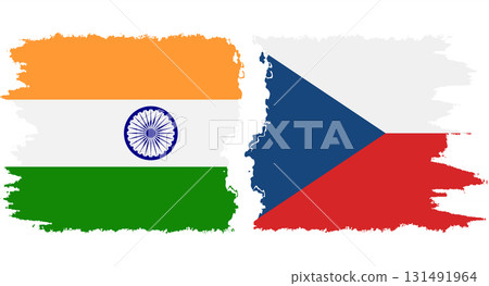 Czech and India grunge flags connection vector 131491964