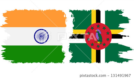 Dominica and India grunge flags connection vector 131491967