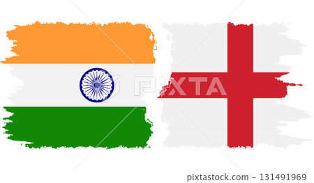 England and India grunge flags connection vector 131491969