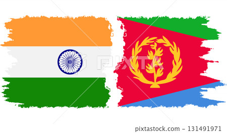 Eritrea and India grunge flags connection vector 131491971