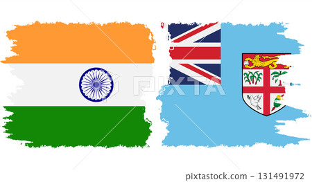 Fiji and India grunge flags connection vector Fiji and India grunge flags connection vector 131491972