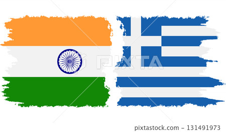 Greece and India grunge flags connection vector 131491973