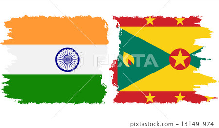 Grenada and India grunge flags connection vector 131491974
