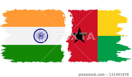 Guinea Bissau and India grunge flags connection vector Guinea Bissau and India grunge flags connection vector 131491976