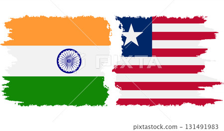 Liberia and India grunge flags connection vector 131491983