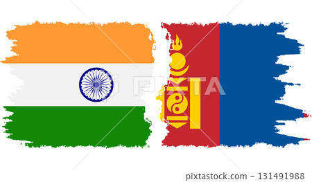 Mongolia and India grunge flags connection vector Mongolia and India grunge flags connection vector 131491988