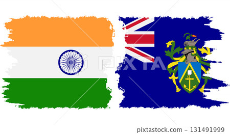 Pitcairn Islands and India grunge flags connection vector 131491999