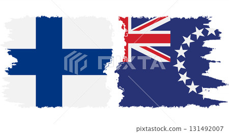 Cook Islands and Finland grunge flags connection vector 131492007