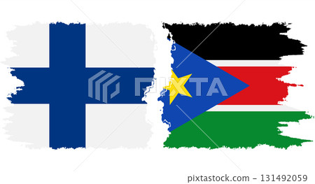 South Sudan and Finland grunge flags connection vector 131492059