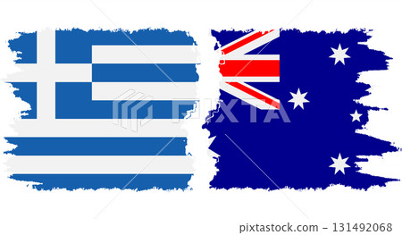 Australia and Greece grunge flags connection vector 131492068