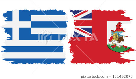 Bermuda and Greece grunge flags connection vector 131492073