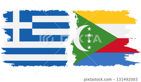 Comoros and Greece grunge flags connection vector 131492083