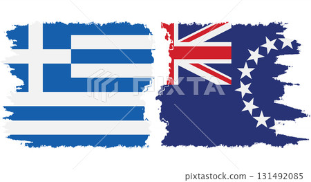 Cook Islands and Greece grunge flags connection vector 131492085