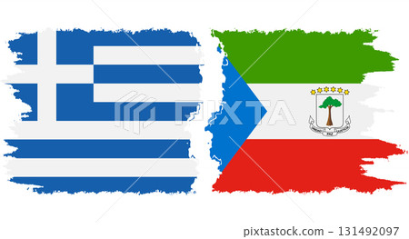 Equatorial Guinea and Greece grunge flags connection vector 131492097