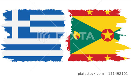 Grenada and Greece grunge flags connection vector 131492101