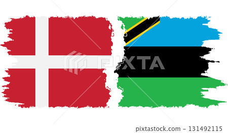 Zanzibar and Denmark grunge flags connection vector 131492115