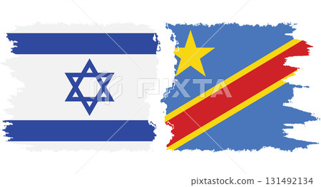 Congo - Kinshasa and Israel grunge flags connection vector 131492134