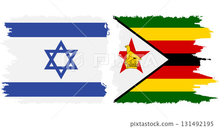 Zimbabwe and Israel grunge flags connection vector 131492195