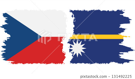 Nauru and Czech grunge flags connection vector 131492225