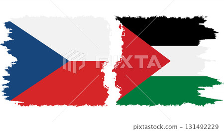 Palestine and Czech grunge flags connection vector 131492229