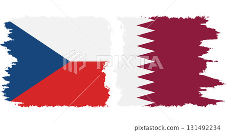Qatar and Czech grunge flags connection vector 131492234