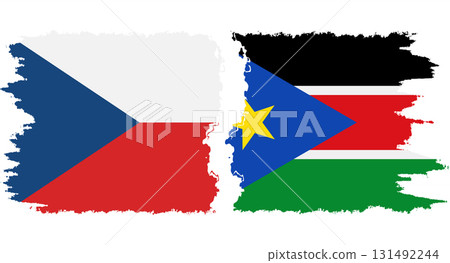 South Sudan and Czech grunge flags connection vector South Sudan and Czech grunge flags connection vector 131492244