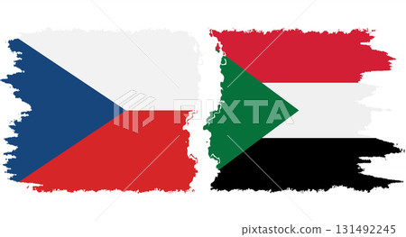 Sudan and Czech grunge flags connection vector Sudan and Czech grunge flags connection vector 131492245