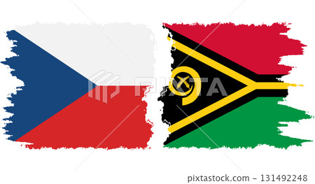 Vanuatu and Czech grunge flags connection vector 131492248