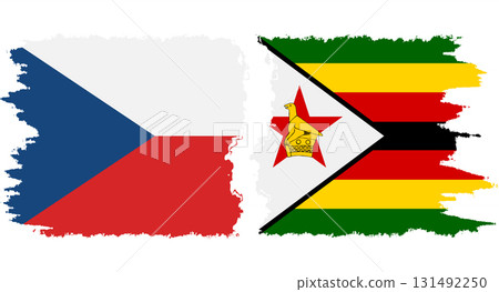 Zimbabwe and Czech grunge flags connection vector 131492250