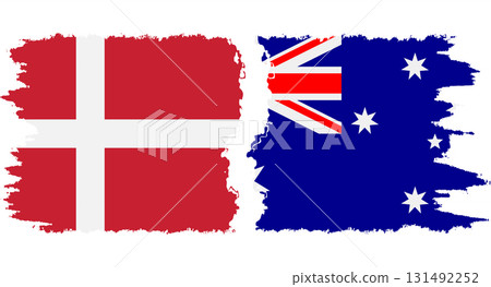 Australia and Denmark grunge flags connection vector 131492252