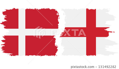England and Denmark grunge flags connection vector 131492282