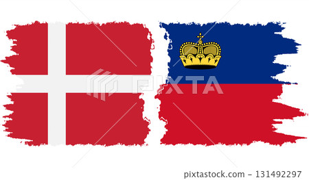 Liechtenstein and Denmark grunge flags connection vector Liechtenstein and Denmark grunge flags connection vector 131492297