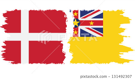 Niue and Denmark grunge flags connection vector 131492307
