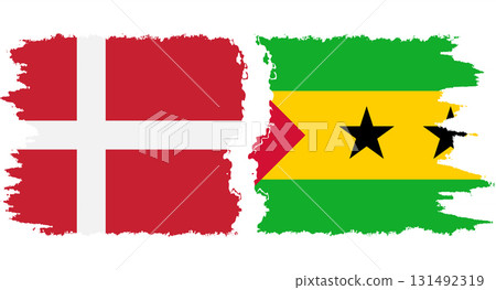 Sao Tome and Principe and Denmark grunge flags connection vector 131492319